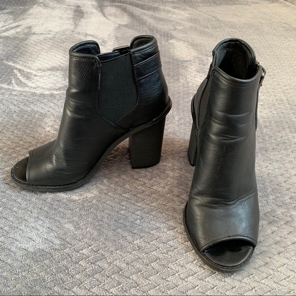 Black Peep Toe Ankle Booties - Picture 9 of 13